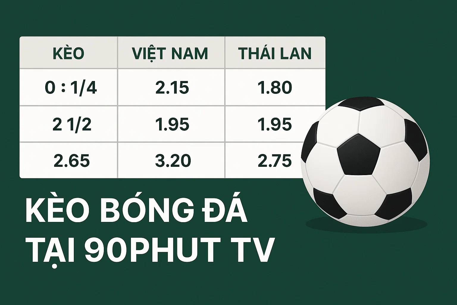 kèo bóng đá tại 90phut tv