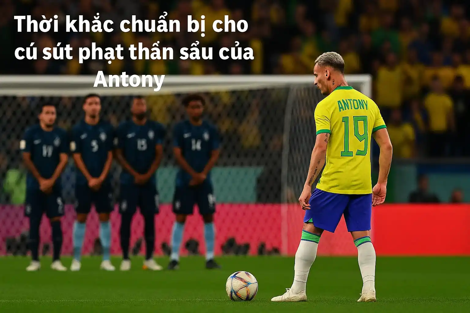 Thời khắc chuẩn bị cho cú sút phạt thần sầu của Antony